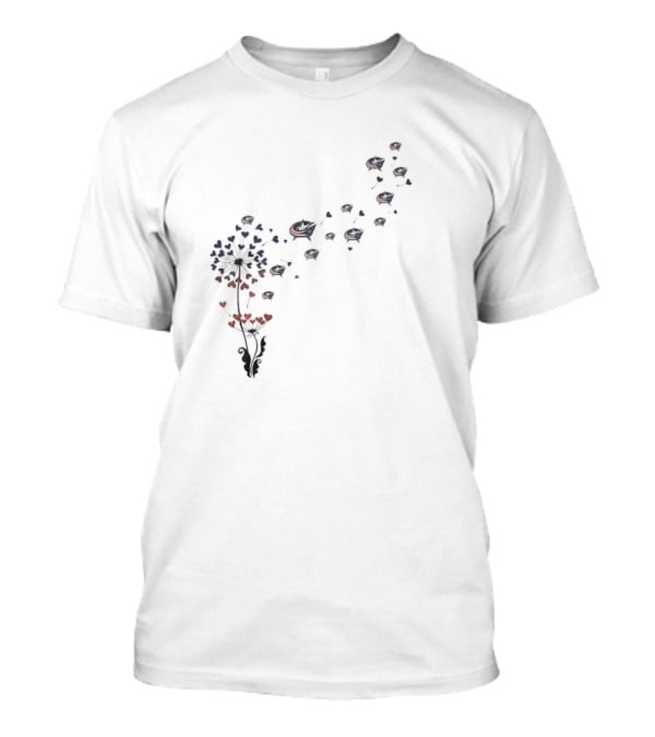 Columbus Blue Jackets Dandelion Floral Butterfly Iconic Emblem T-Shirt