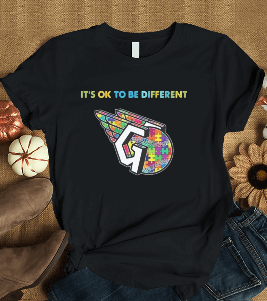 MLB Cleveland Guardians It's OK To Be Different Autism 2024 Puzzle T-Shirt