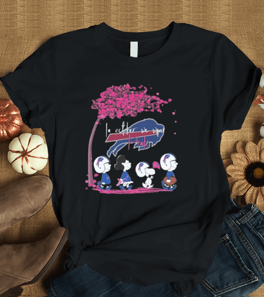 Peanuts Characters Buffalo Bills October Pink T-Shirt