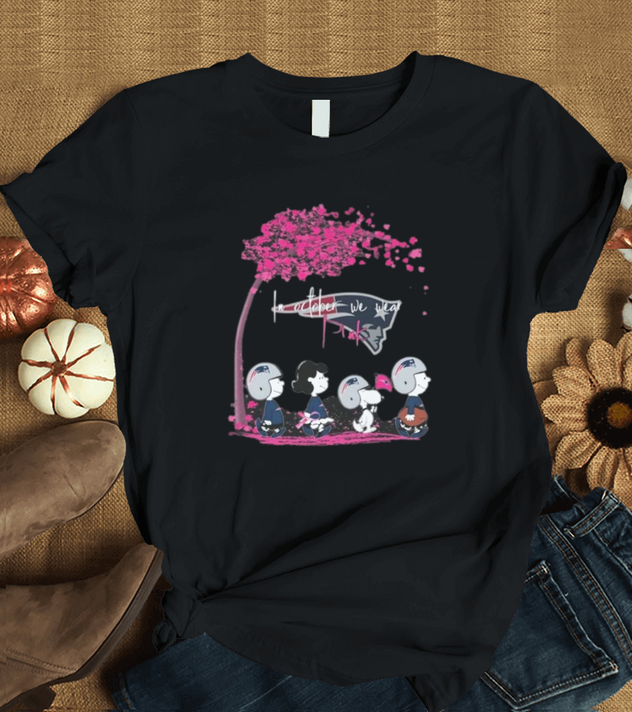 Peanuts Characters New England Patriots October We Wear Pink T-Shirt