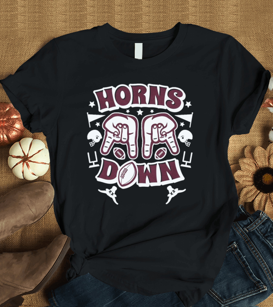 Texas A&M Horns Down Football Helmets Touchdown T-Shirt