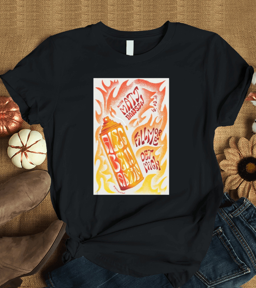 Alec Benjamin with Matt Hansen October 3 2024 Fillmore Detroit MI Tour Flame T-Shirt