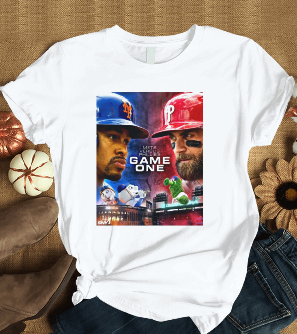T-Shirt: Mets Versus Phillies Game One New York Mets Vs Philadelphia Phillies T-Shirt Mets Versus Phillies Game One New York Mets Vs Philadelphia Phillies T-Shirt