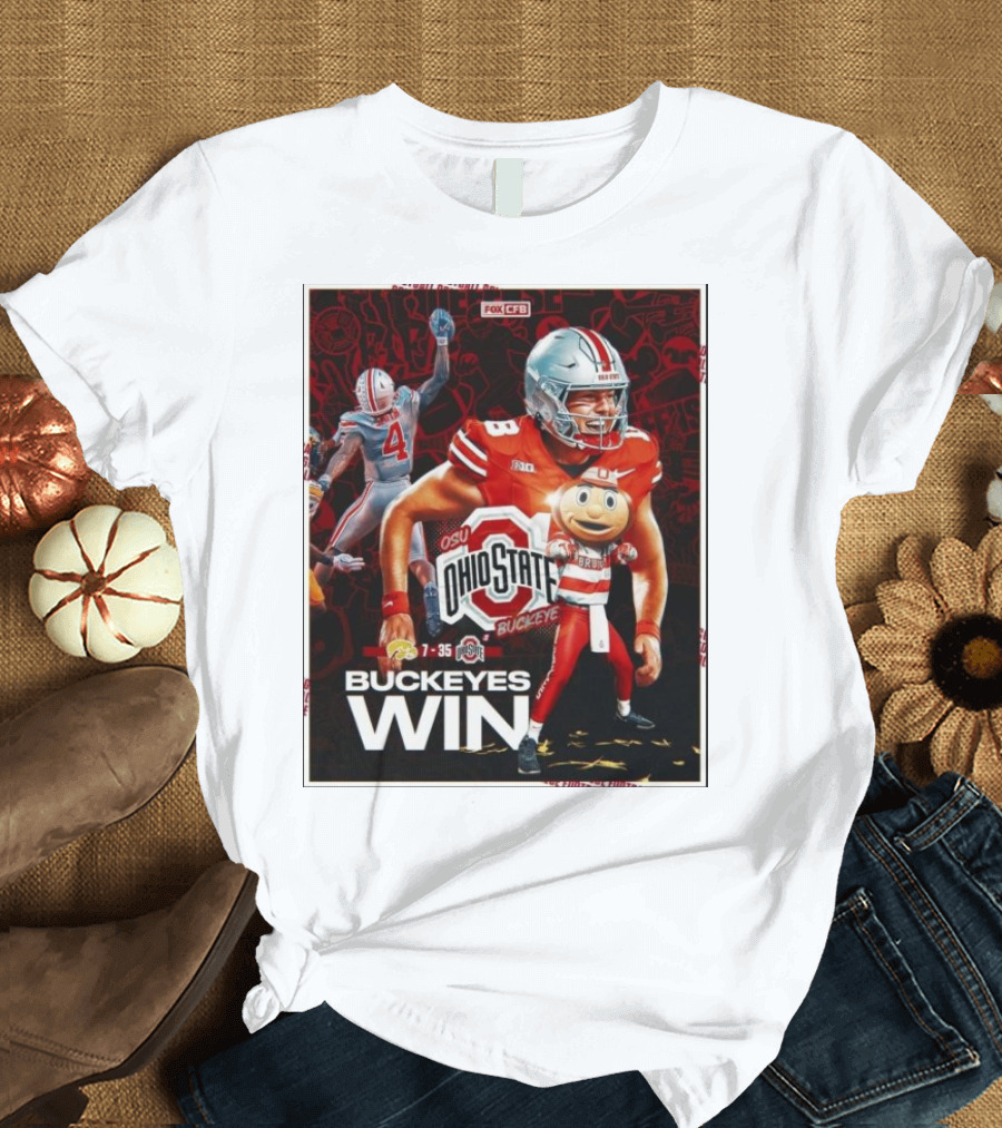 Ohio State Buckeyes Win 35 7 Over Iowa Hawkeyes Football 2024 Final Score T-Shirt