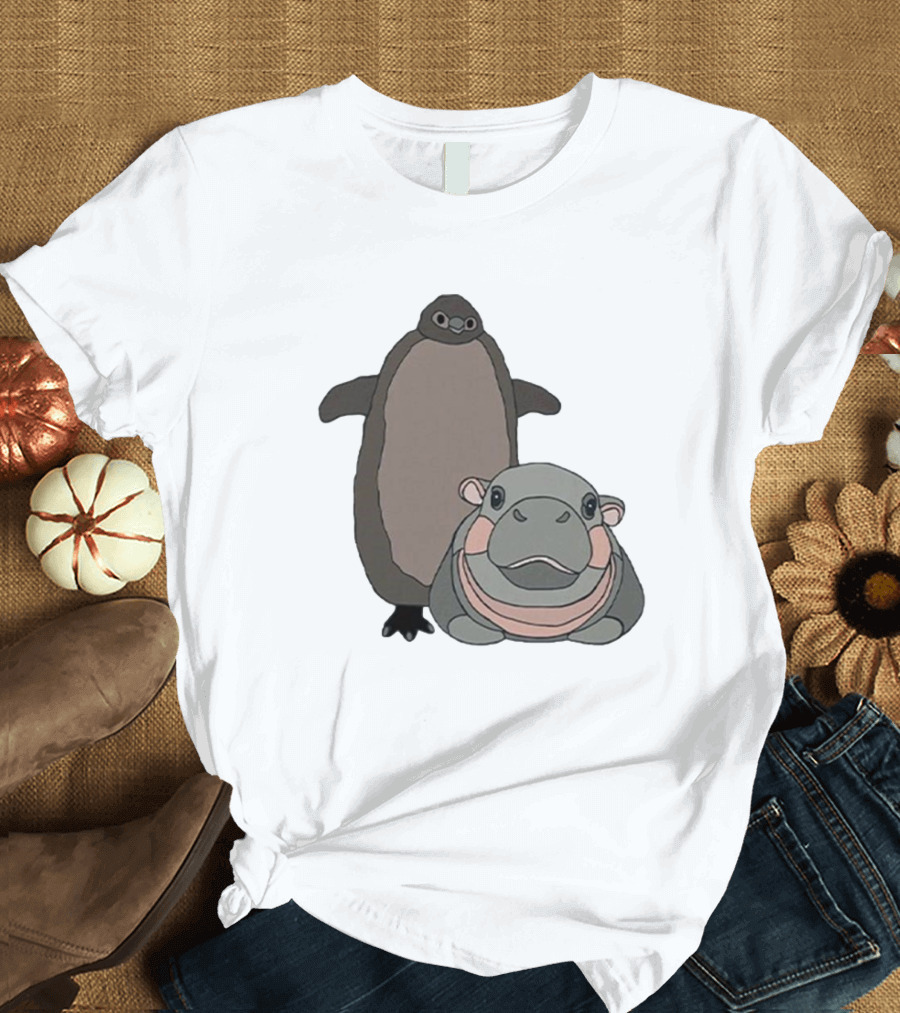 Pesto The Penguin And Moo Deng The Baby Hippo Friends Adventure T-Shirt