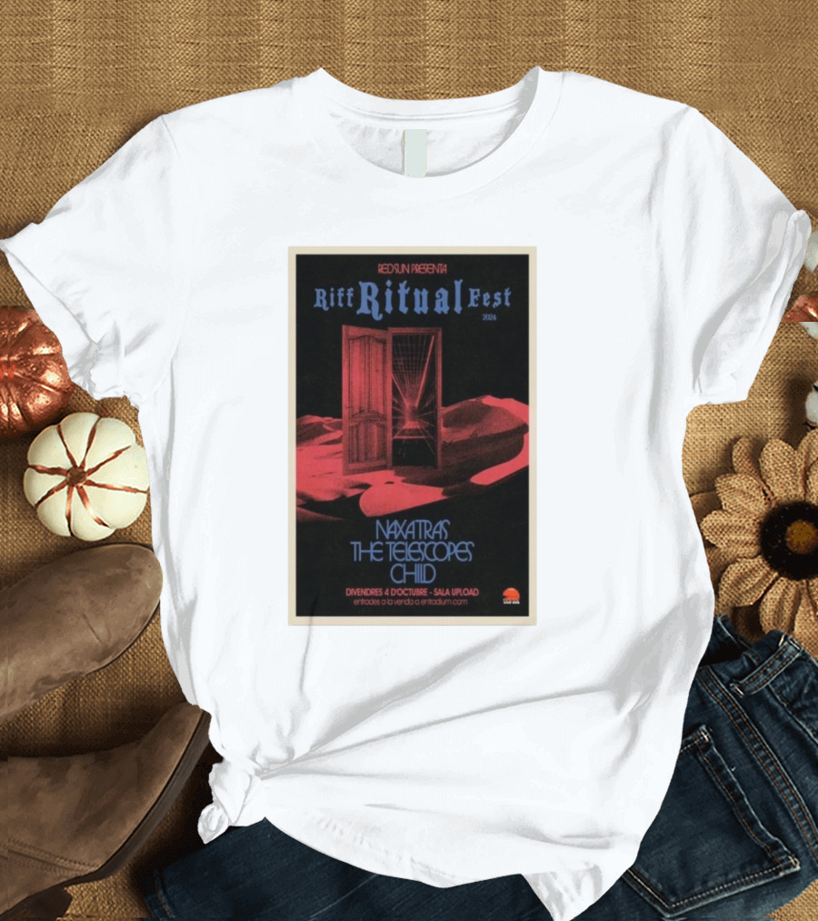 Red Sun Presenta Riff Ritual Fest 2024 Sala Upload Barcelona Oct 4 Naxatras The Telescopes Child T-Shirt