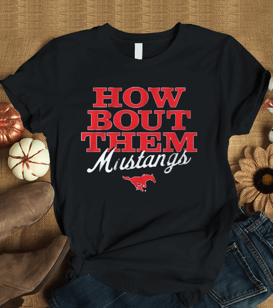 SMU Football How Bout Them Mustangs Red Mustang T-Shirt