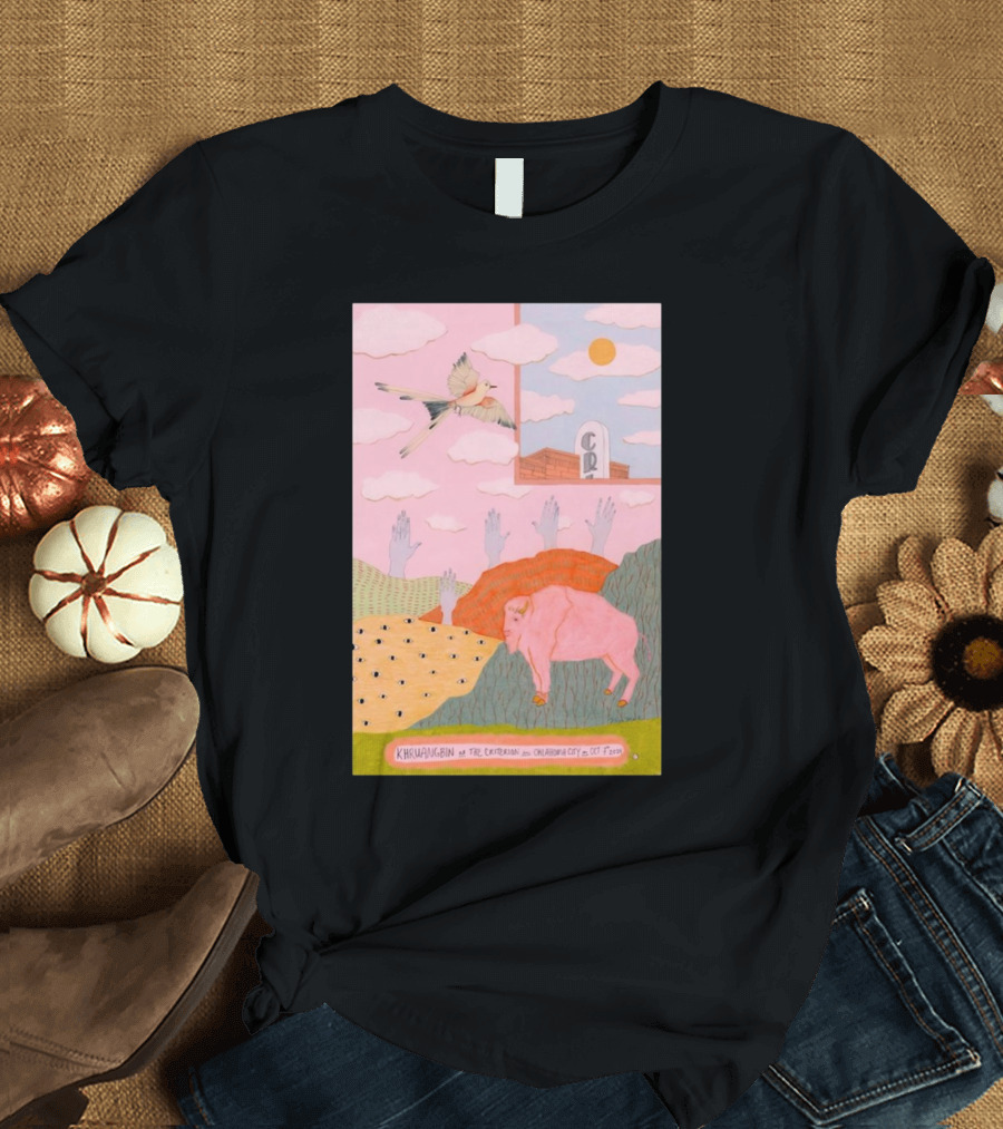 Khruangbin The Criterion Oklahoma City Oct 7 2024 Pink Bison and Bird T-Shirt
