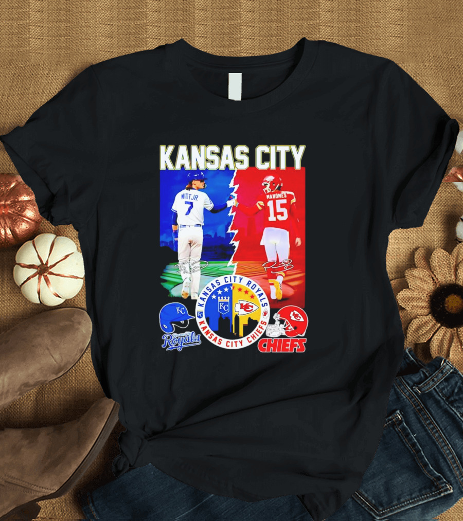 Kansas City Royals Witt Jr Chiefs Mahomes Signatures T-Shirt