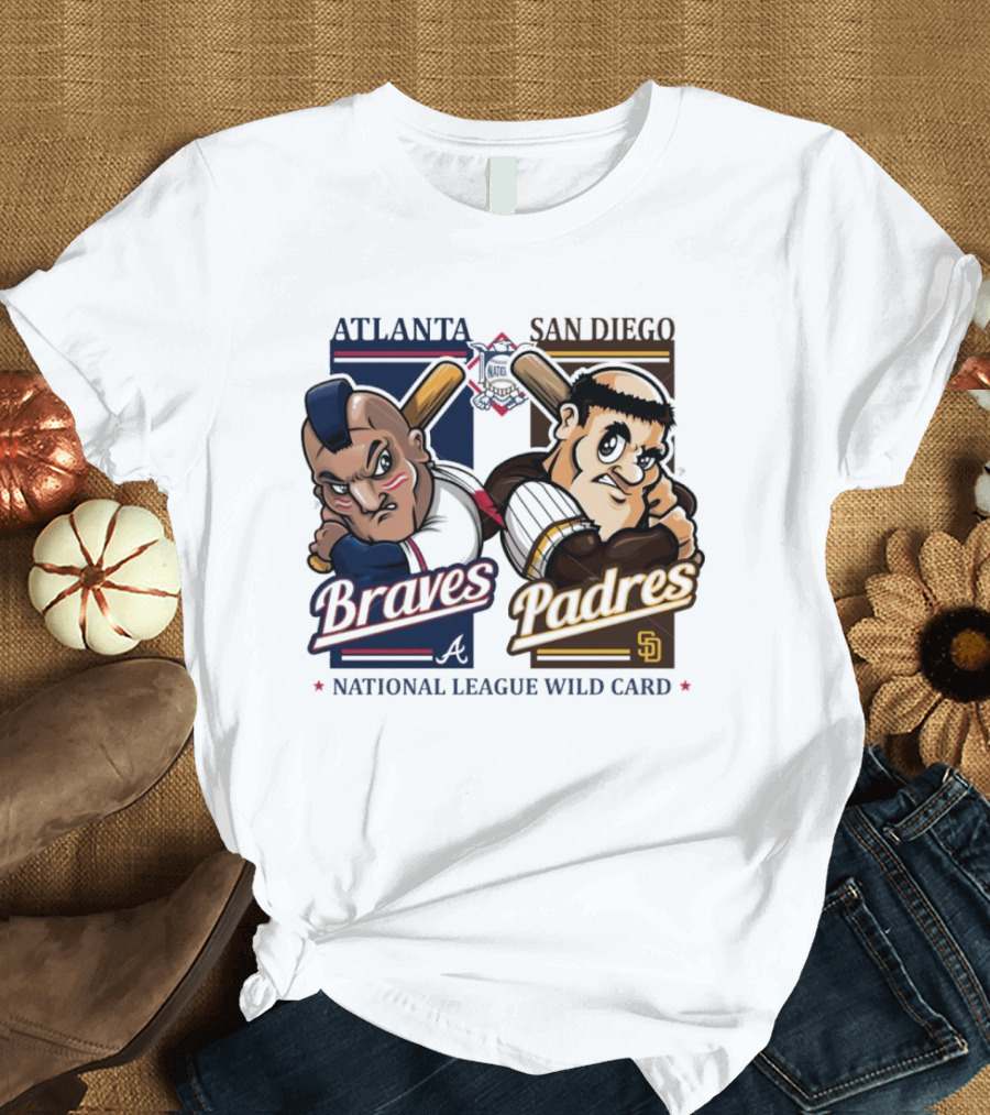 Atlanta Braves Vs San Diego Padres National League Wild Card 2024 Mascots T-Shirt