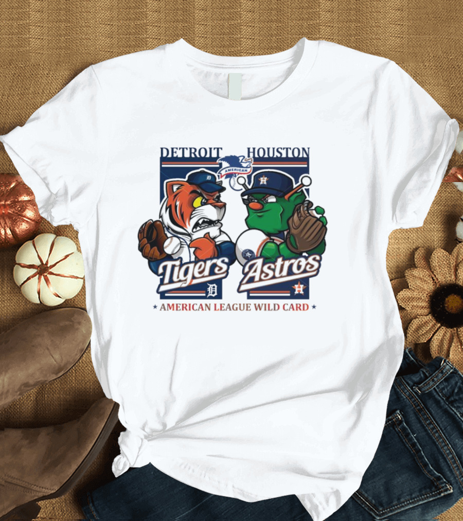Detroit Tigers Vs Houston Astros American League Wild Card 2024 Mascots T-Shirt