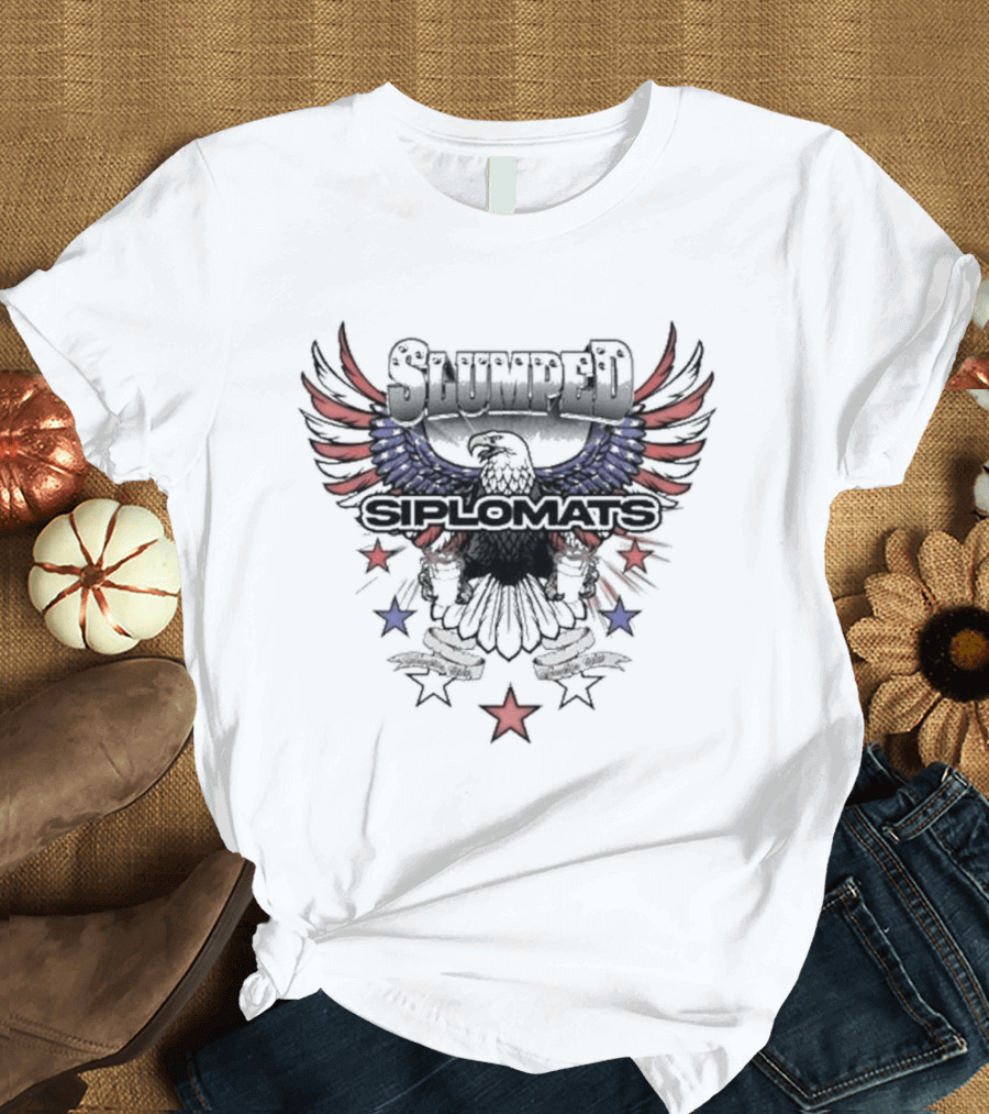 Slumped Siplomats Eagle Wings Red Blue Stars T-Shirt
