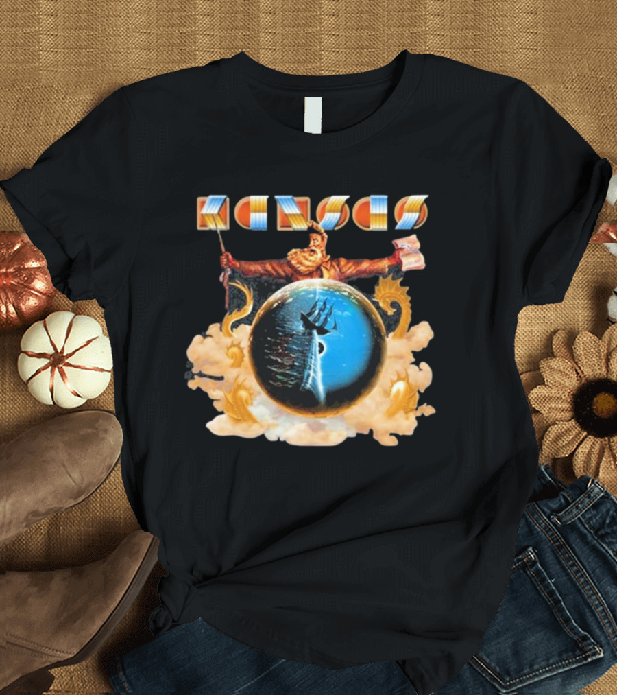 Kansas John Brown Nautical Ship in Storm Cloud Background T-Shirt