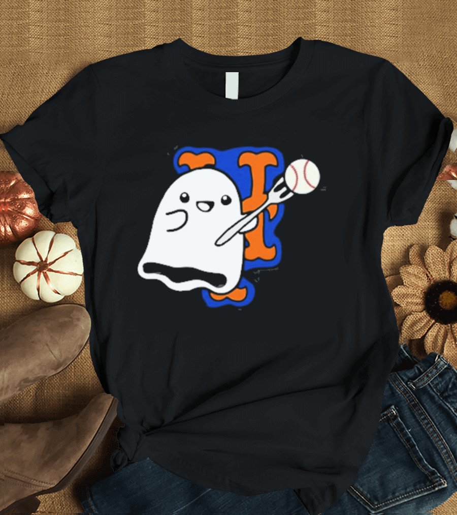 New York Mets Halloween 2024 Baby Ghost Baseball T-Shirt