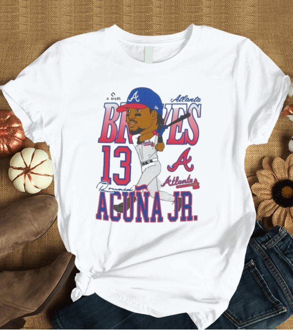 T-Shirt: Atlanta Braves Ronald Acuña Jr. Caricature 13 Atlanta Baseball T-Shirt Atlanta Braves Ronald Acuña Jr. Caricature 13 Atlanta Baseball T-Shirt
