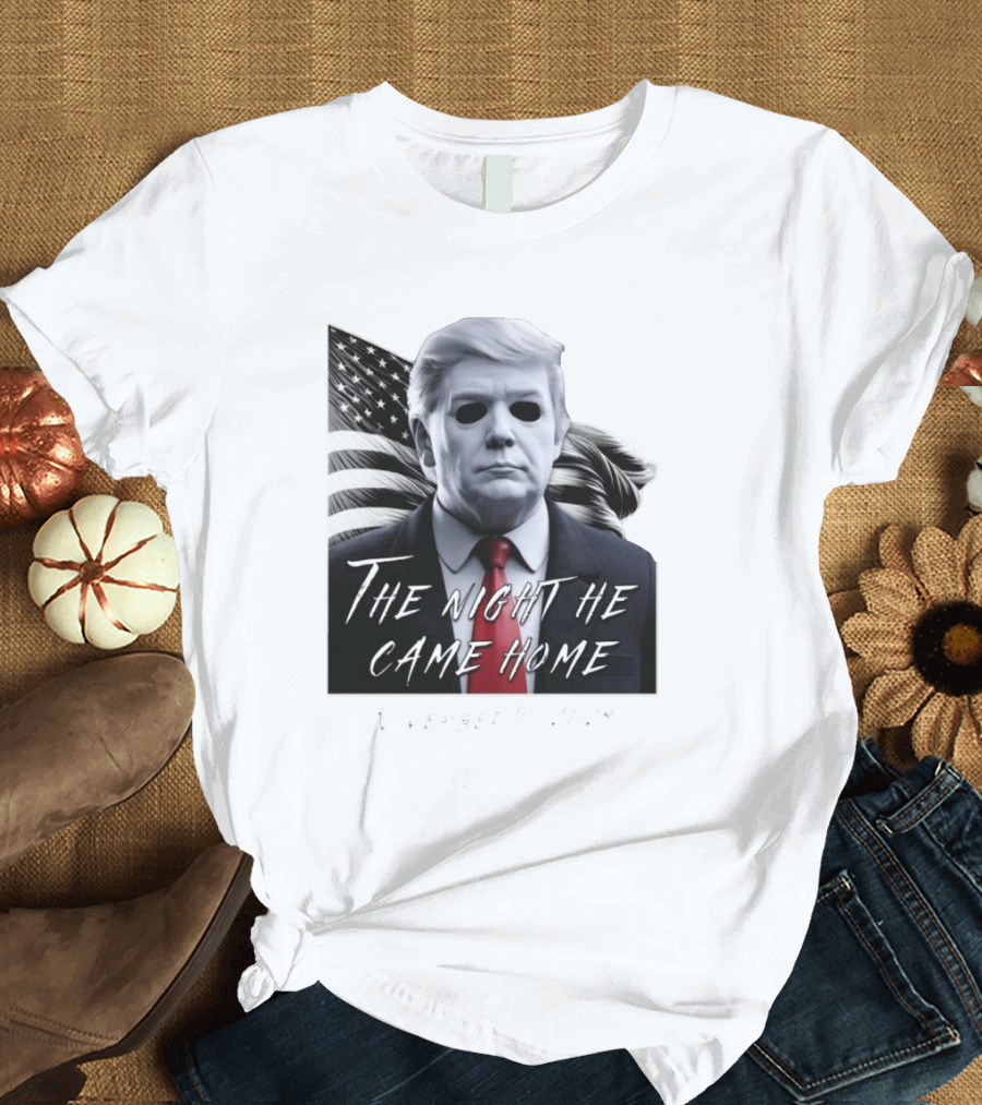 Donald Trump Halloween Mask The Night He Came Home American Flag T-Shirt
