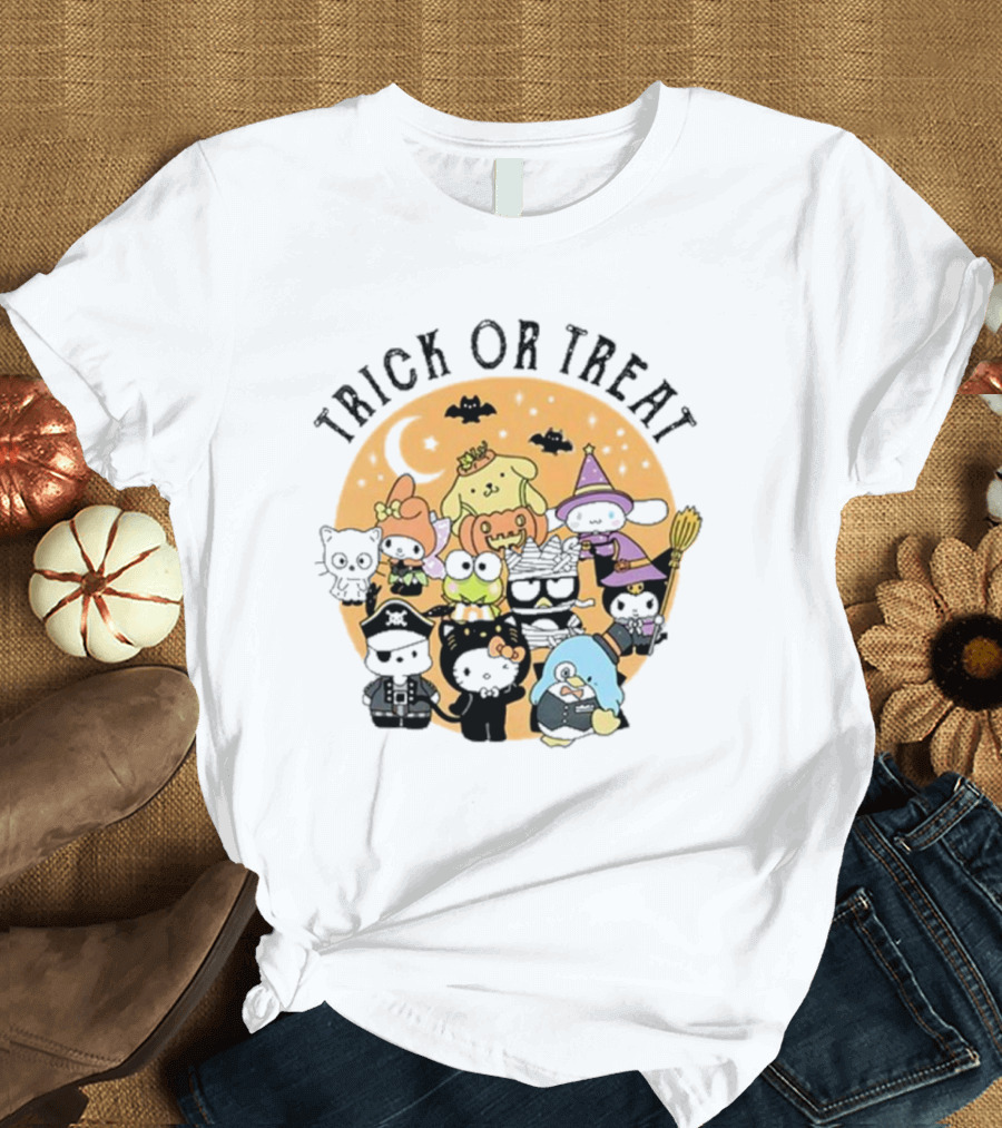 Trick Or Treat Hello Kitty And Friends Halloween Moon Bats T-Shirt