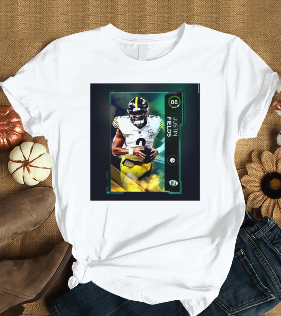 Justin Fields 88 OVR Pittsburgh Steelers NFL QB MUT Signature Card T-Shirt