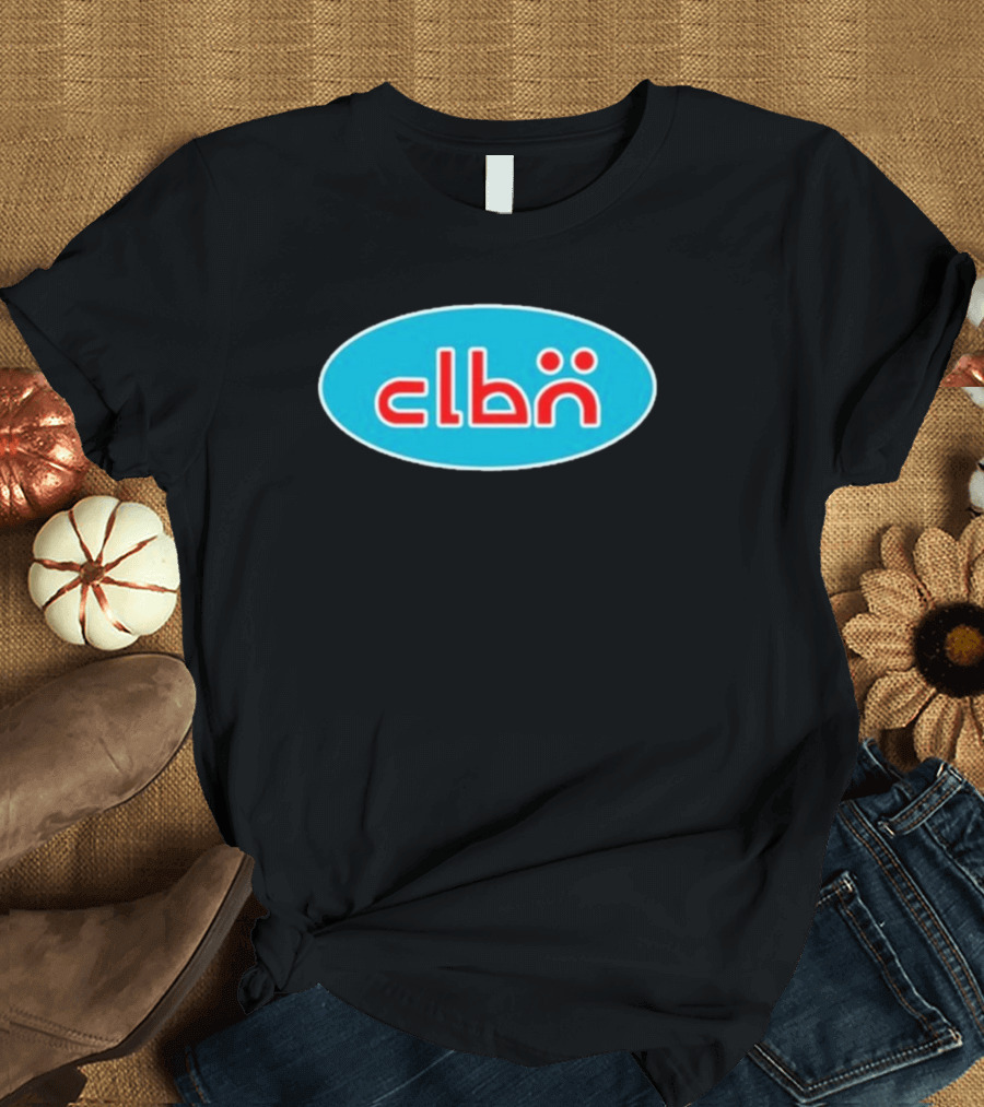 Clbn Logo Design Blue Oval Text T-Shirt