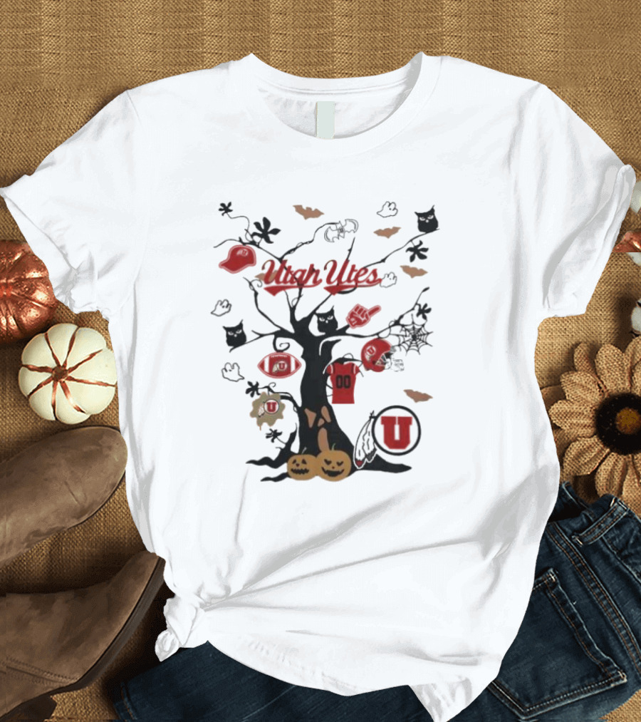 Utah Utes Halloween 2024 Tree NCAA Team T-Shirt