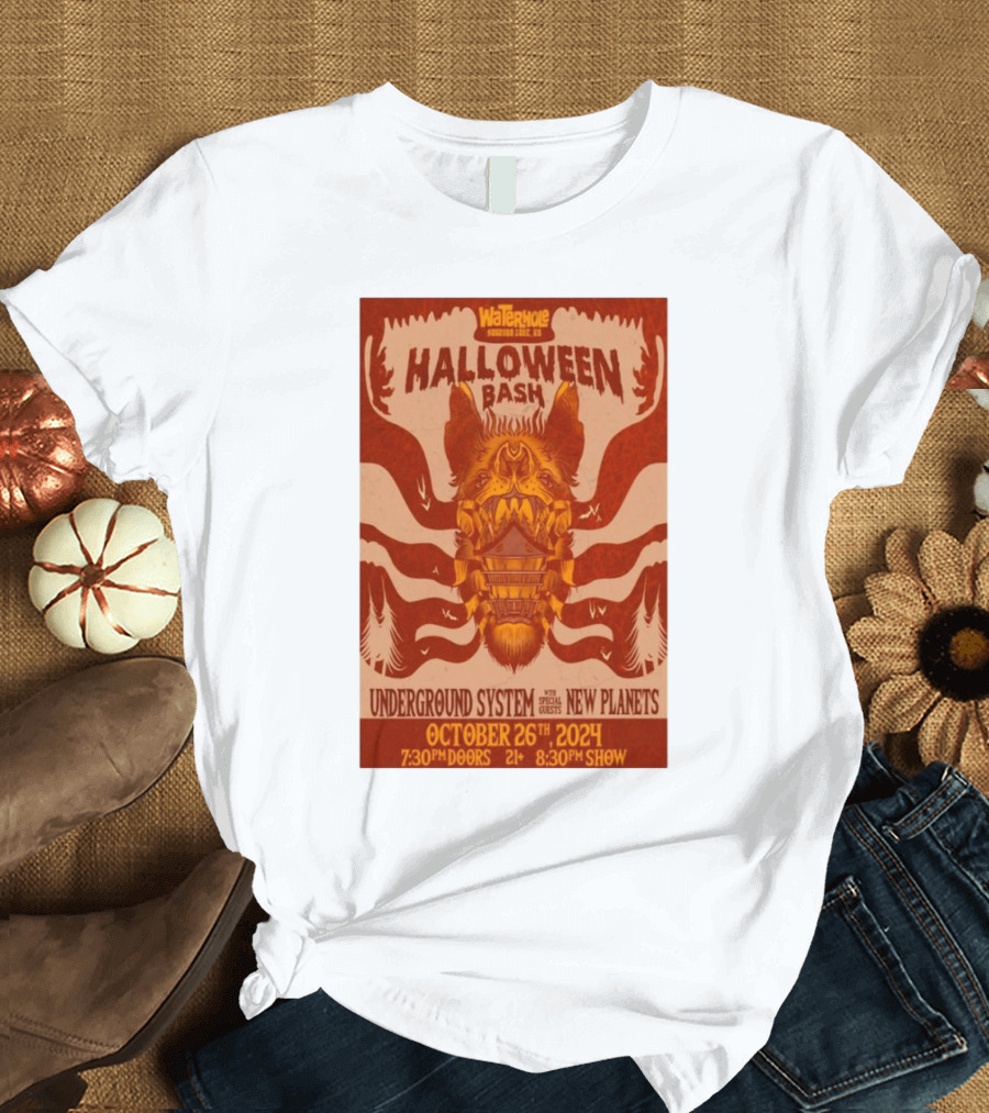 Waterhole Halloween Bash Underground System and New Planets Oct 26 2024 Saranac Lake New York T-Shirt