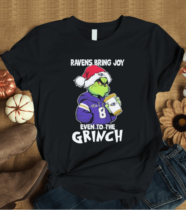T-Shirt: Ravens Bring Joy Even To The Grinch Christmas T-Shirt Ravens Bring Joy Even To The Grinch Christmas T-Shirt
