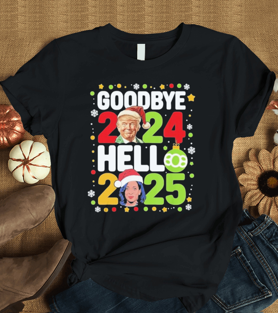 Goodbye Trump 2024 Hello 2025 Christmas Kamala Eve T-Shirt