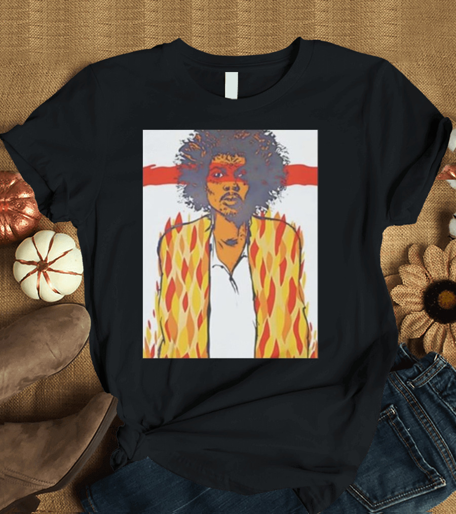 Jimi Hendrix Voodoo Jermaine Rogers Poster Flames T-Shirt