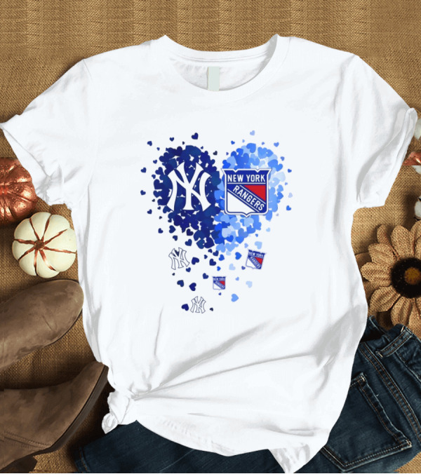 T-Shirt: New York Yankees Rangers Heart T-Shirt New York Yankees Rangers Heart T-Shirt