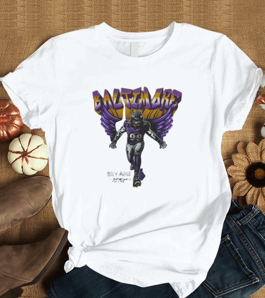 Baltimore Ravens Superbowl Champ Football Player with Ravens Wings T-Shirt