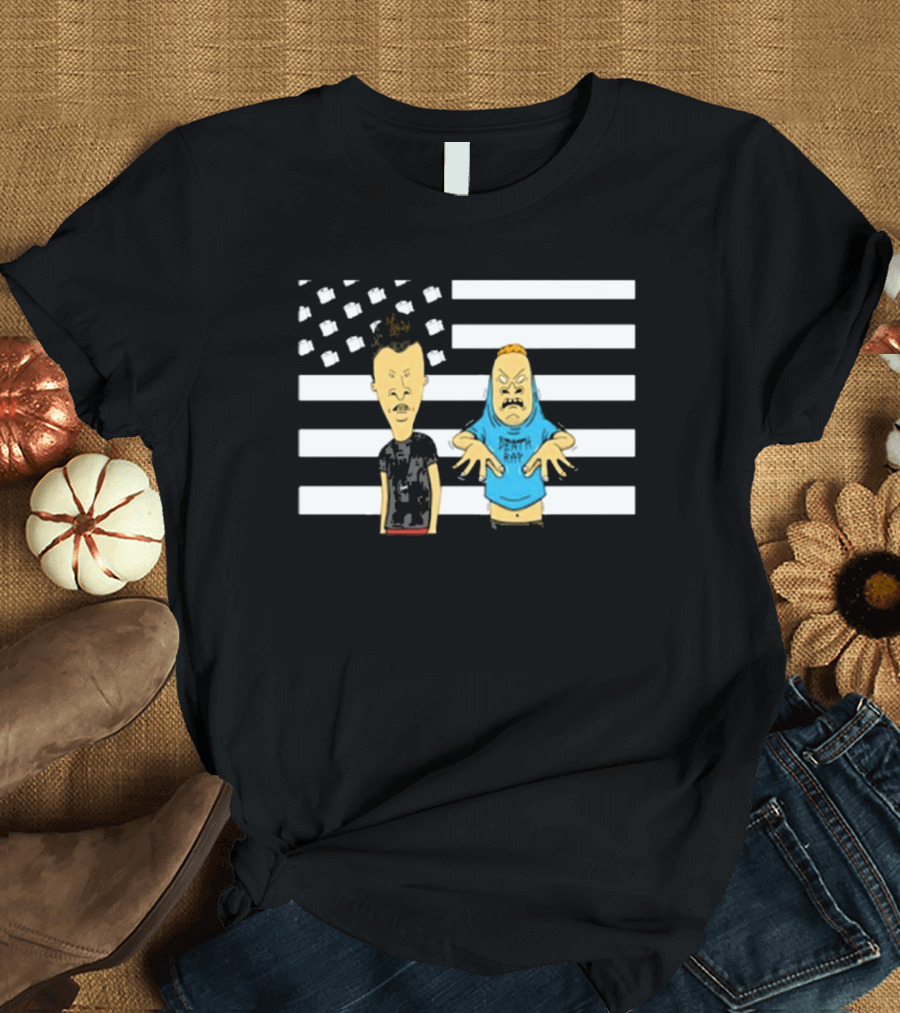 Benjamin And Antwan Beavis And Butthead Cornholio Death Rap American Flag Stripes T-Shirt