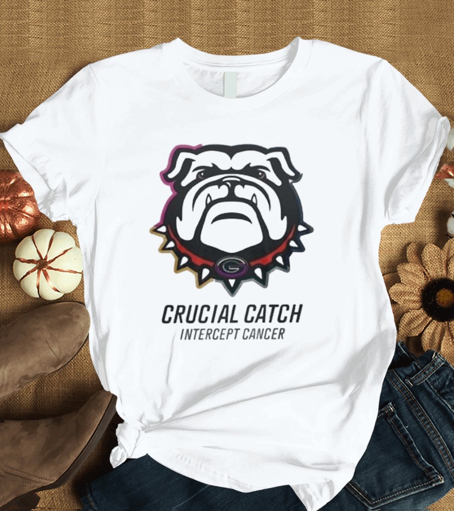 Georgia Bulldogs Crucial Catch Intercept Cancer T-Shirt
