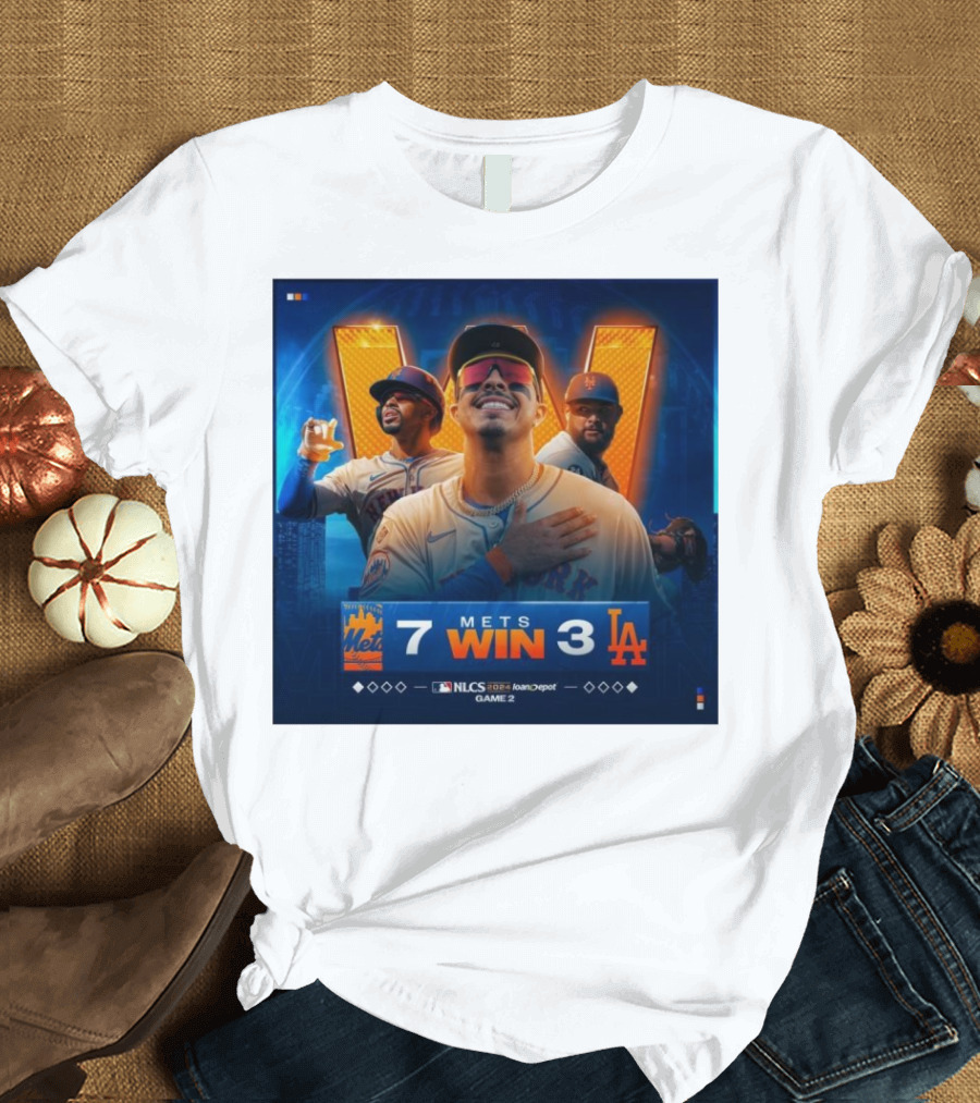 New York Mets 7 Win 3 Los Angeles Dodgers MLB NLCS 2024 Game 2 Mets LGM T-Shirt