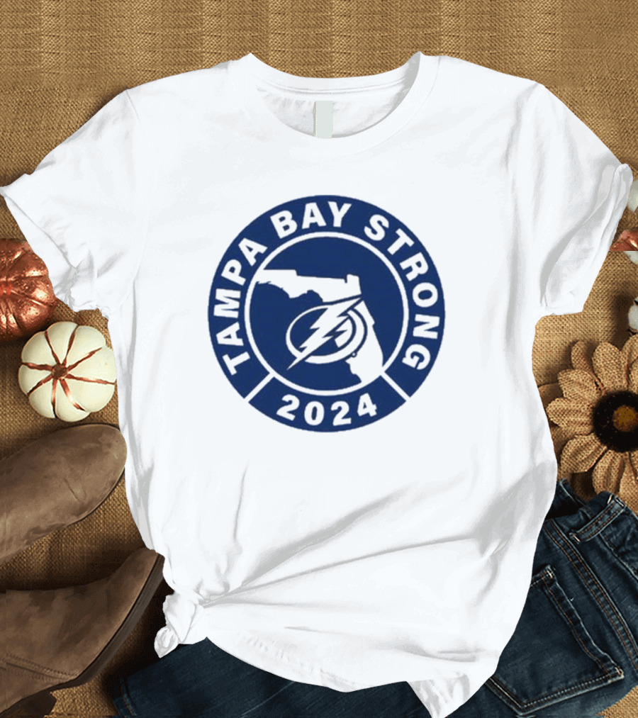 Tampa Bay Strong 2024 Florida Lightning Badge T-Shirt