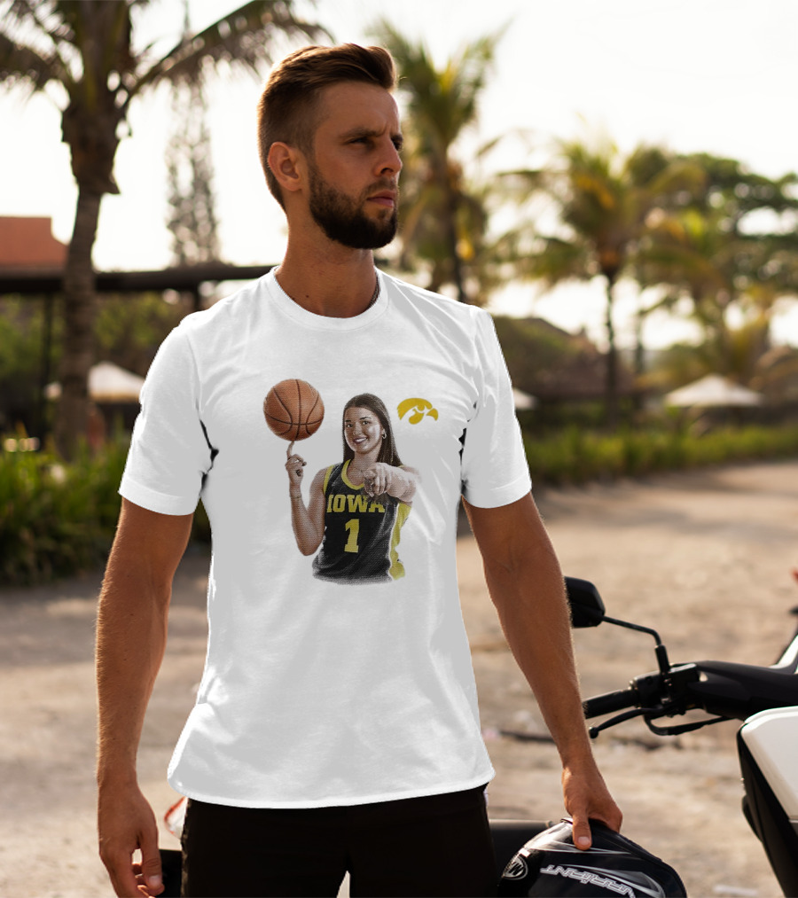 Taylor Stremlow Iowa Basketball Number 1 Portrait Signature With Team T-Shirt