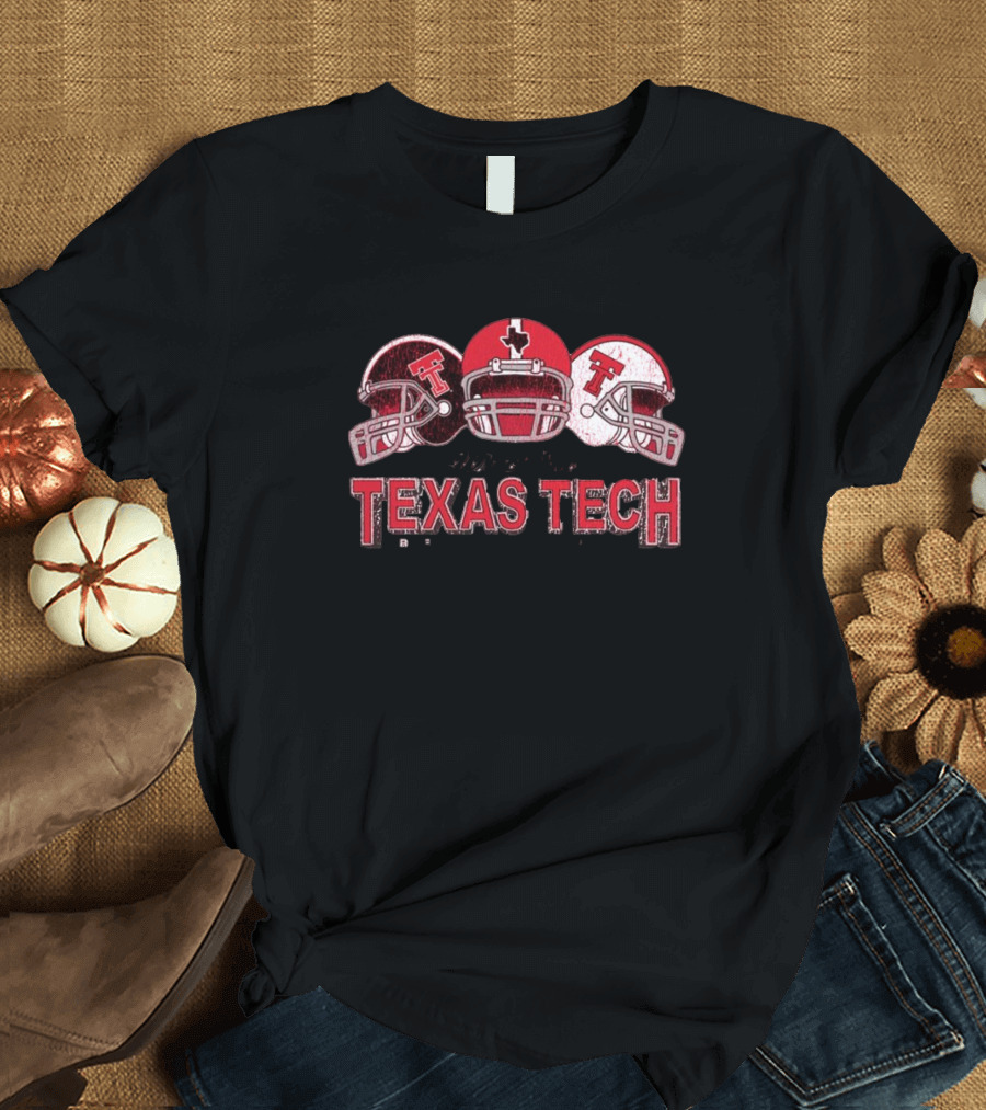 Texas Tech Red Raiders Trio Helmets Graphic Wreck 'Em T-Shirt