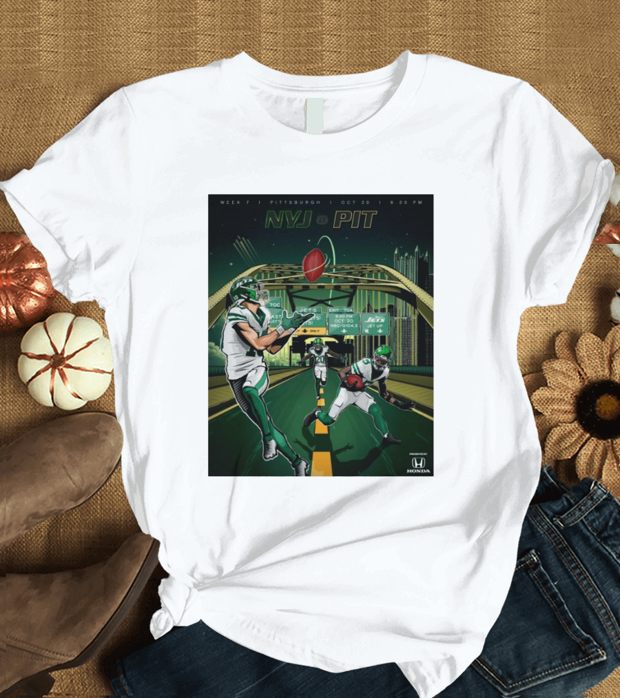 Week 7 New York Jets at Pittsburgh Steelers Oct 20 2024 NFL Showdown in Pittsburgh 9:20 PM T-Shirt