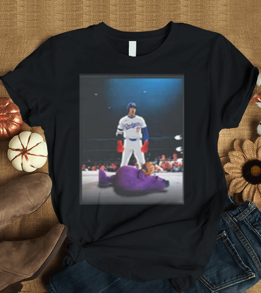 Los Angeles Dodgers Shohei Ohtani Defeats Grimace in MLB Crossover Event T-Shirt