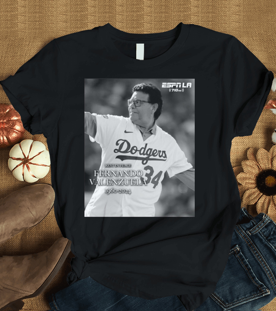 Rest In Peace Fernando Valenzuela Dodgers 1960-2024 ESPN LA T-Shirt