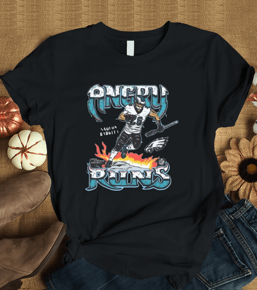Philadelphia Eagles Angry Runs NFL Saquon Barkley Football Player T-Shirt