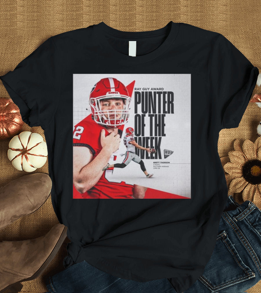 Brett Thorson Ray Guy Award Punter of the Week Football Action Georgia Dawgs T-Shirt