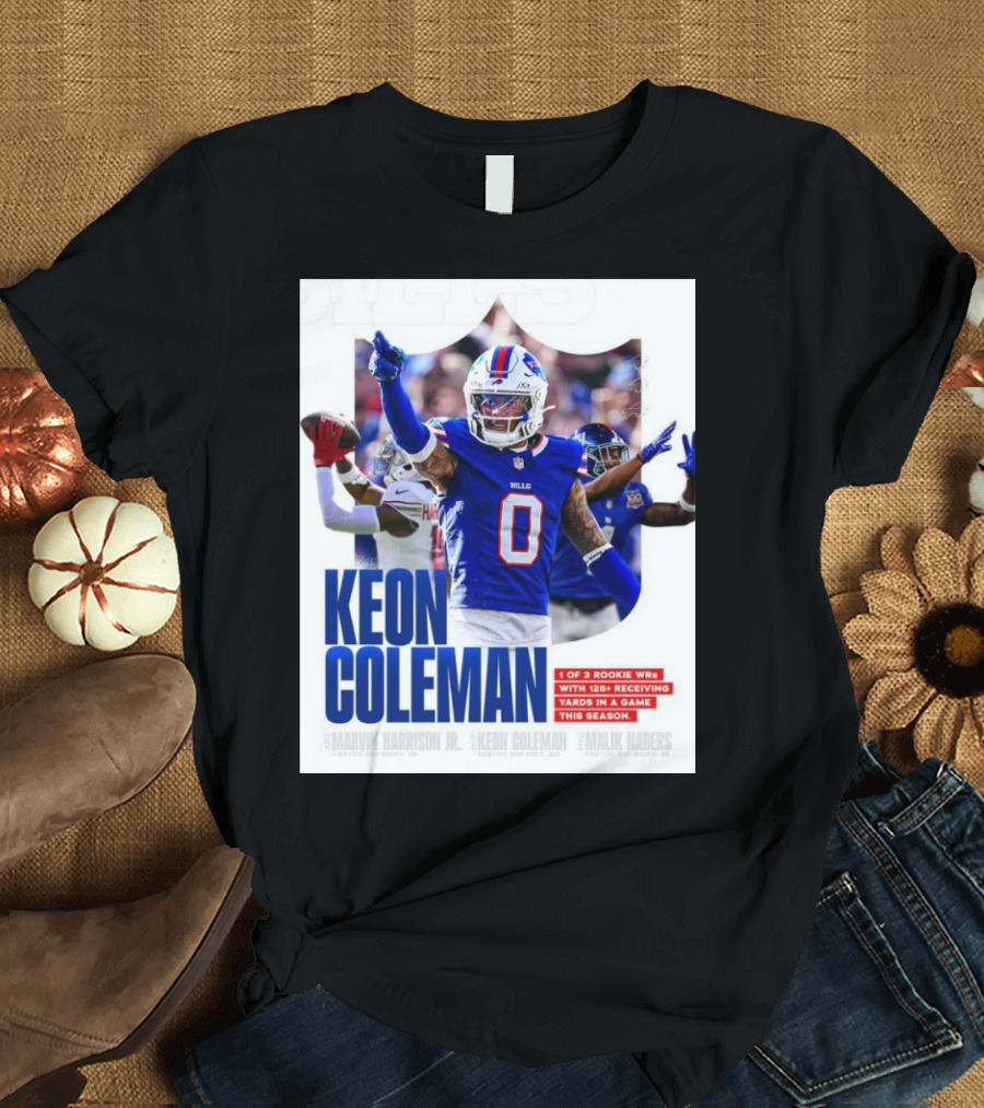 Keon Coleman Buffalo Bills Rookie WR with 125+ Receiving Yards This Season T-Shirt