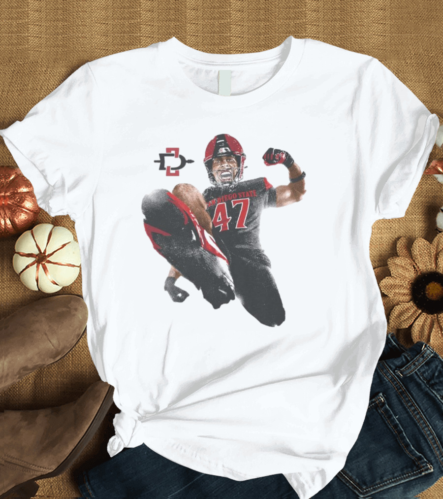 Trey White San Diego State Aztecs 47 Football Jump T-Shirt