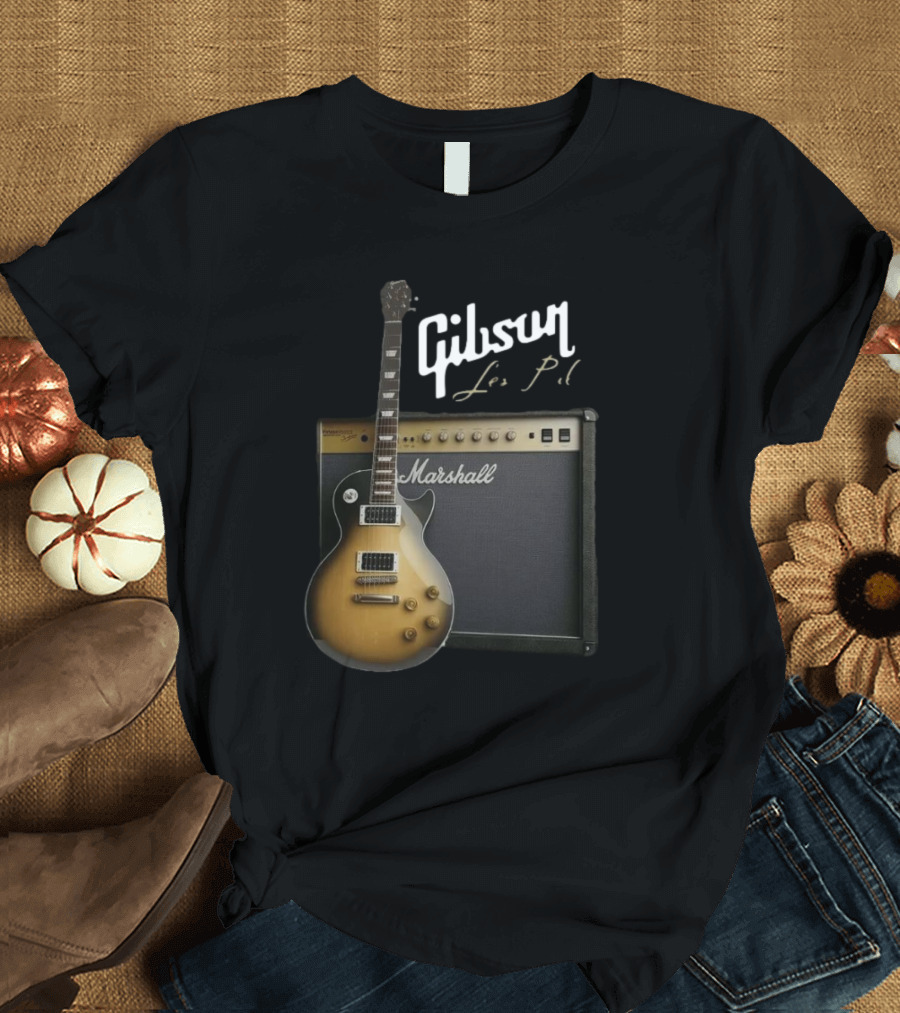 Gibson Les Paul Guitar with Marshall Amplifier T-Shirt