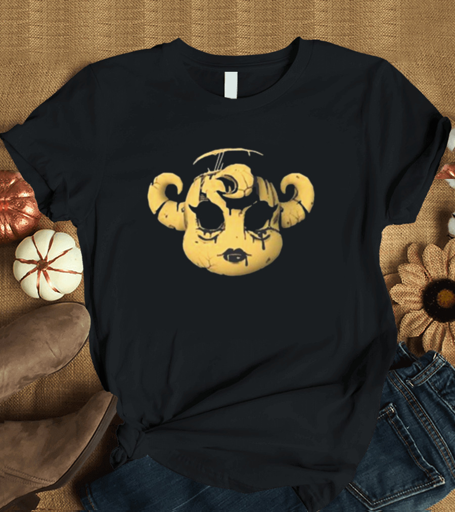 Bendy Striker Mask Ink Demon’s Eve Horned Yellow Face T-Shirt