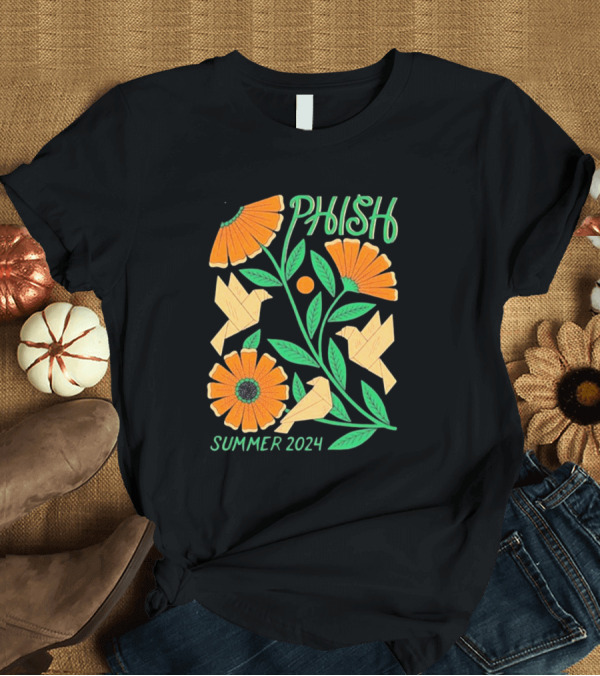 T-Shirt: Phish Summer 2024 Origami Birds Floral T-Shirt Phish Summer 2024 Origami Birds Floral T-Shirt
