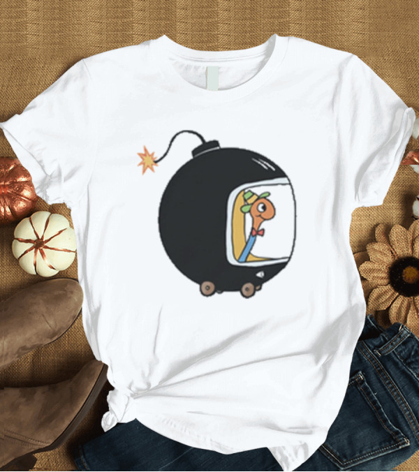 T-Shirt: Lowly Car Bomb Cartoon Worm Inside by K. Thor Jensen T-Shirt Lowly Car Bomb Cartoon Worm Inside by K. Thor Jensen T-Shirt