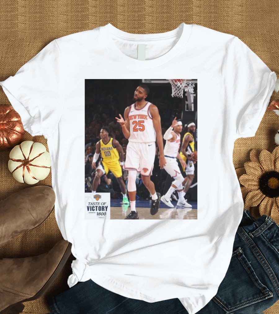 New York Knicks Mikal Bridges #25 Taste Of Victory Knicks Win Indiana T-Shirt
