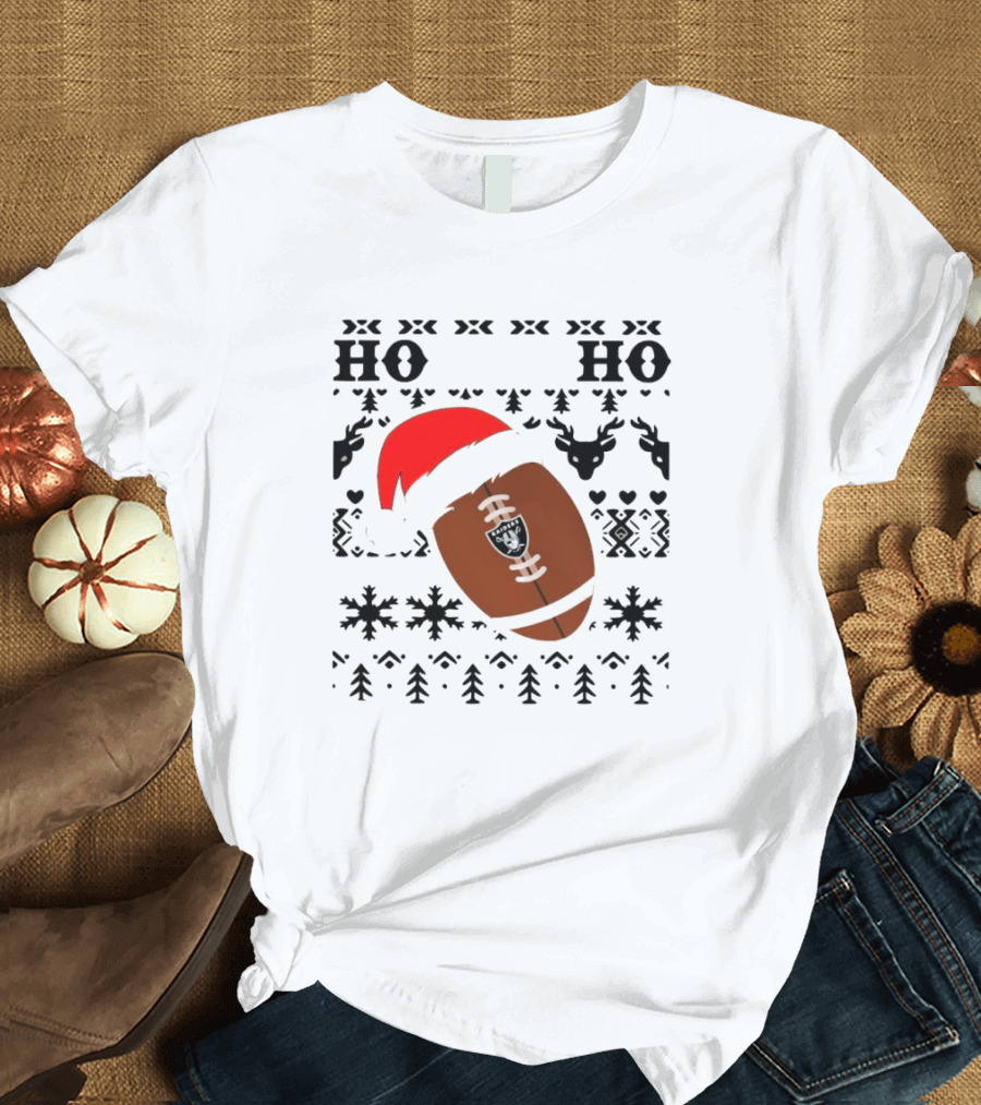 Las Vegas Raiders Football Santa Claus Ho Ho Ho Christmas NFL T-Shirt