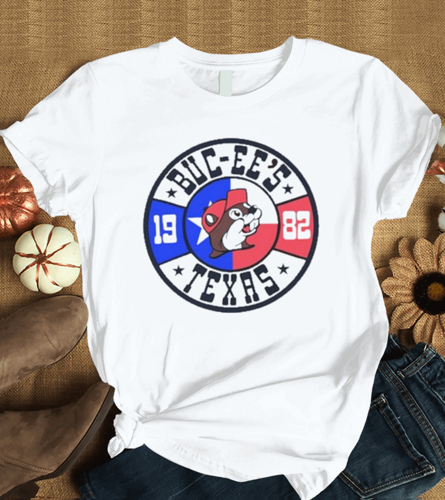 Buc-Ee's Texas 1982 Logo with Beaver Mascot and Lone Star Flag T-Shirt